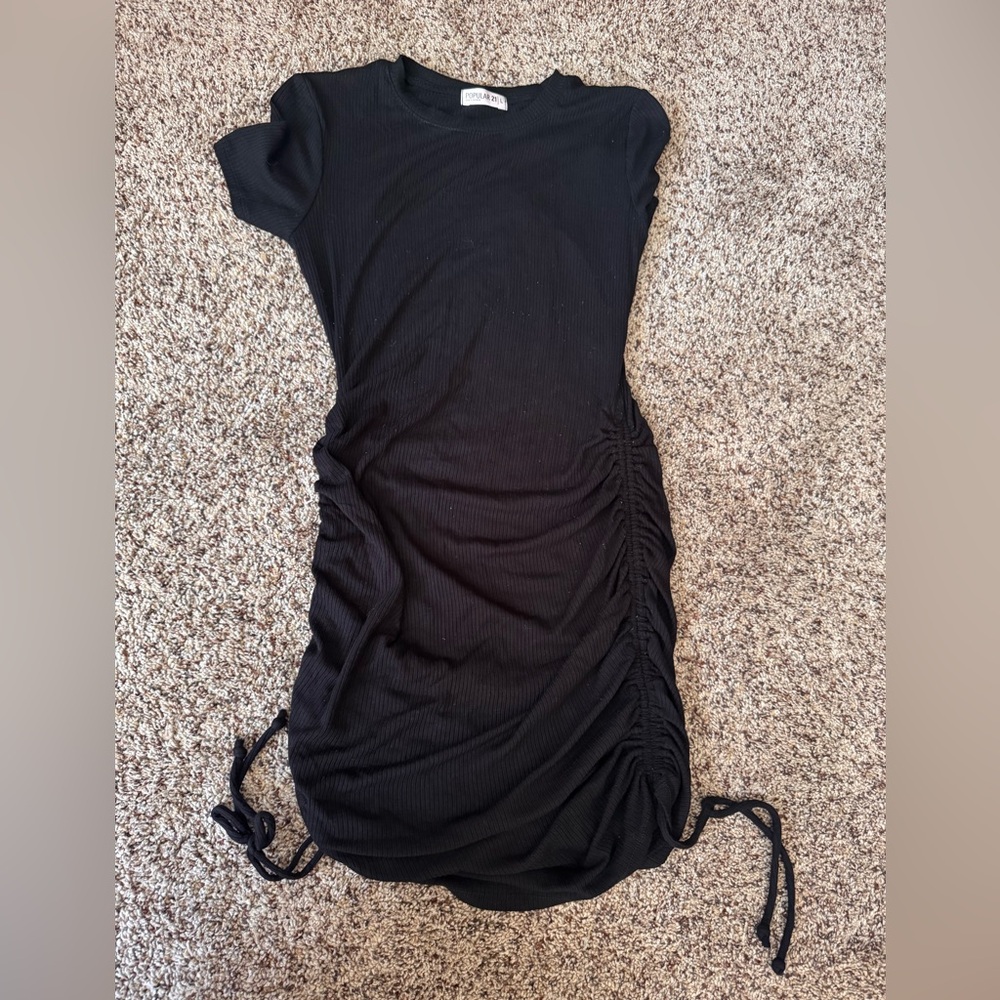 Black Ruched Bodycon Dress